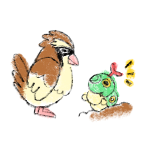 Early Pidgey Gets the Caterpie