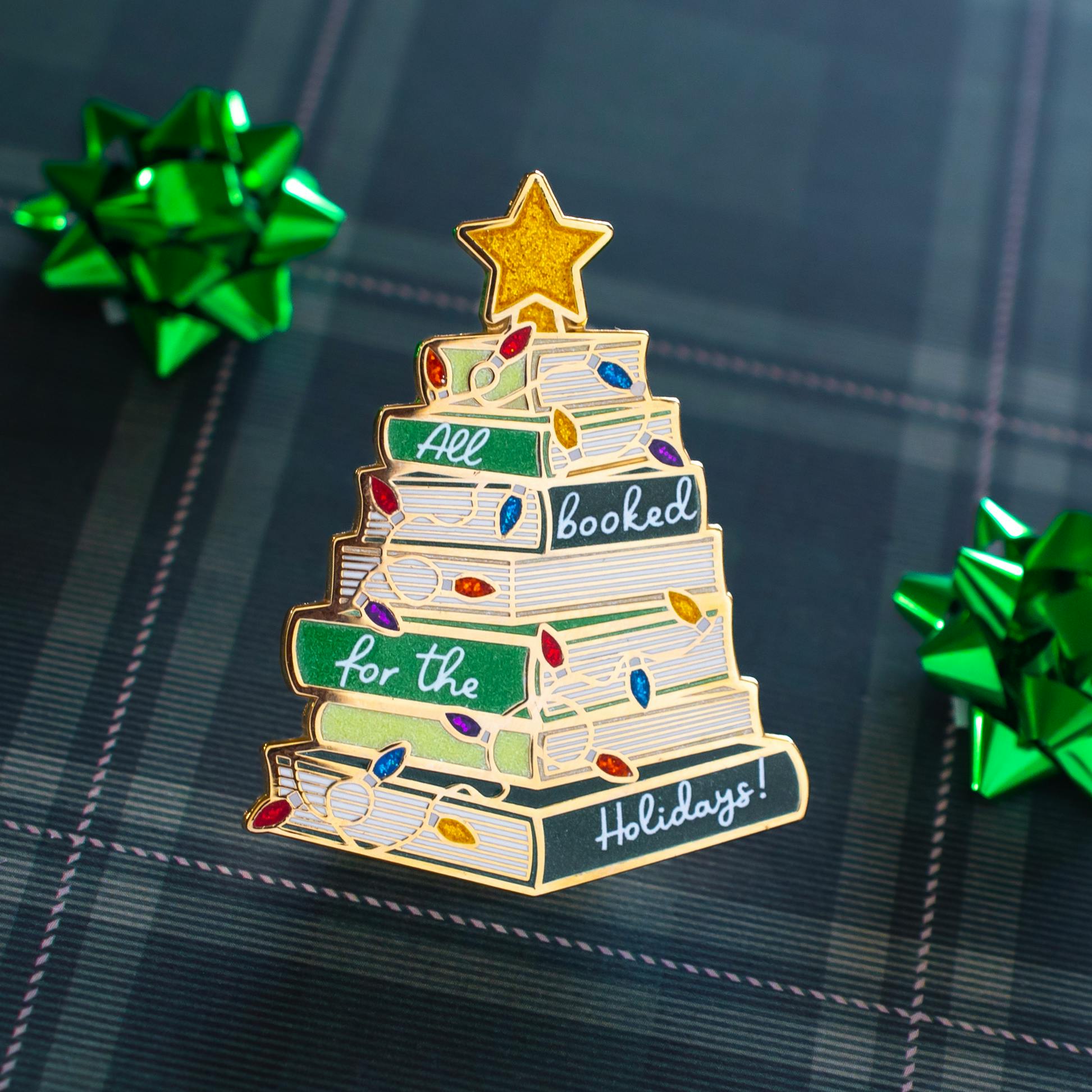 Booked for the Holidays Pin