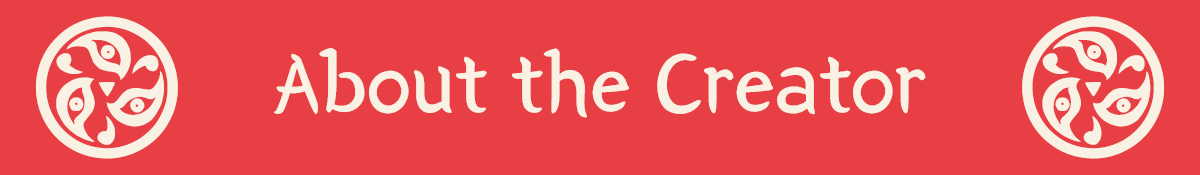 Red header with the text About the Creator