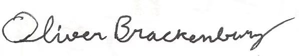  Handwritten signature of Oliver Brackenbury 