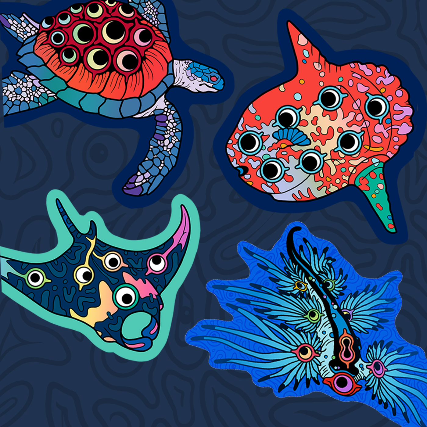 Warped Ocean 2 Sticker Set