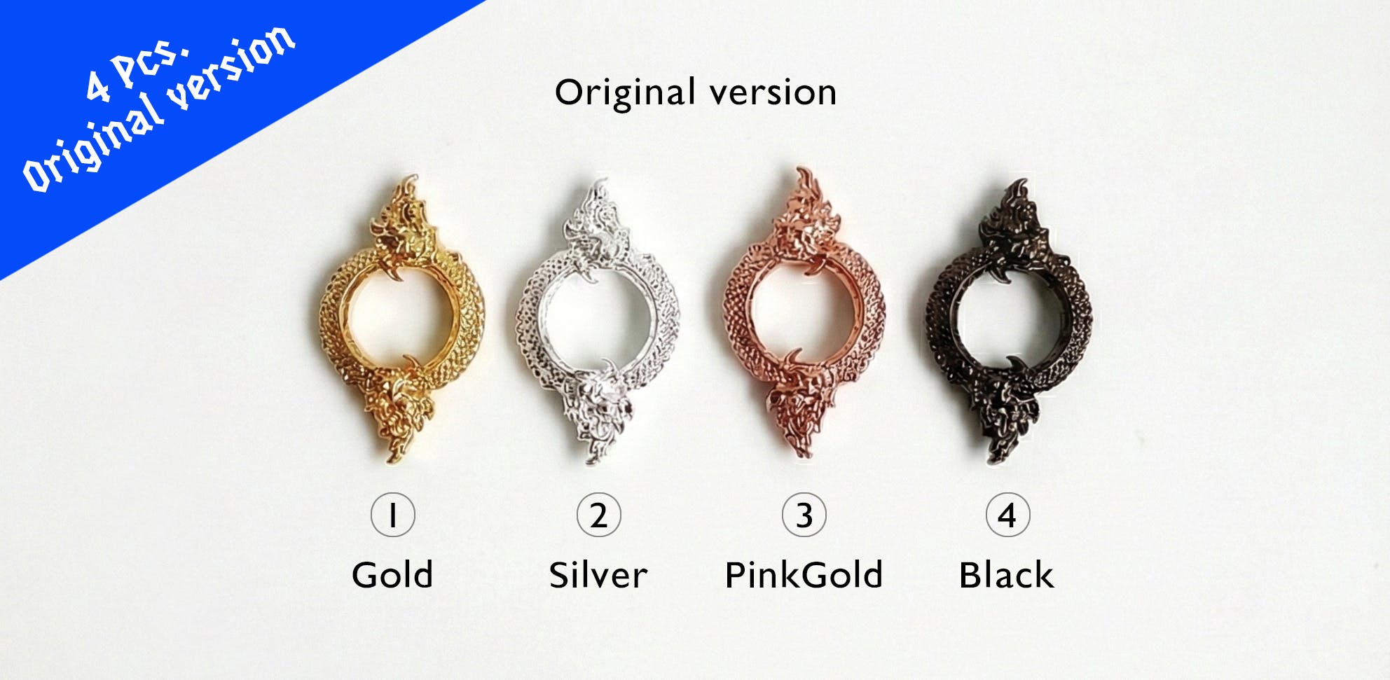 4 Dragons Ouroboros Ring - No painted