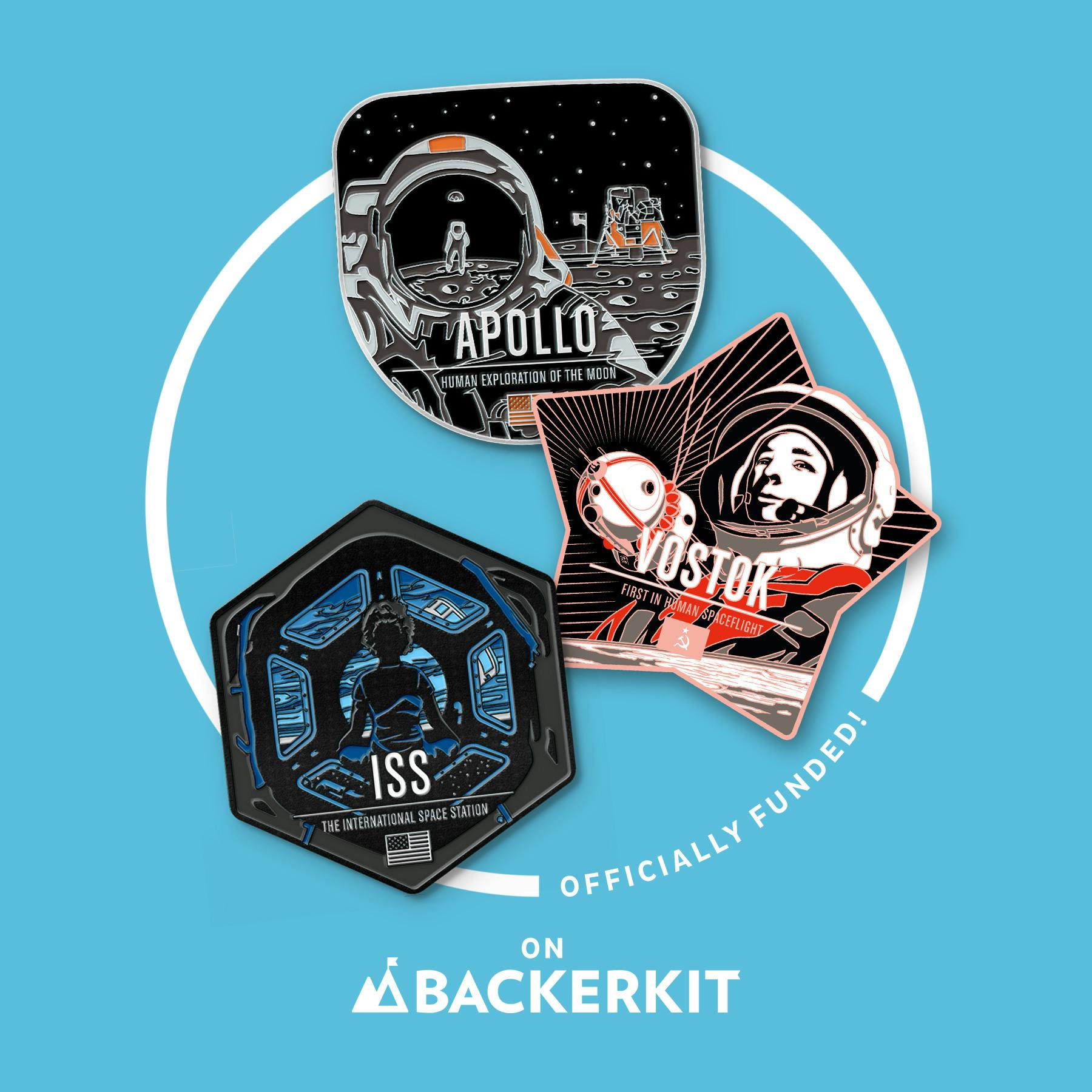 Set of Three Giant Leaps in Space Mission Enamel Pins