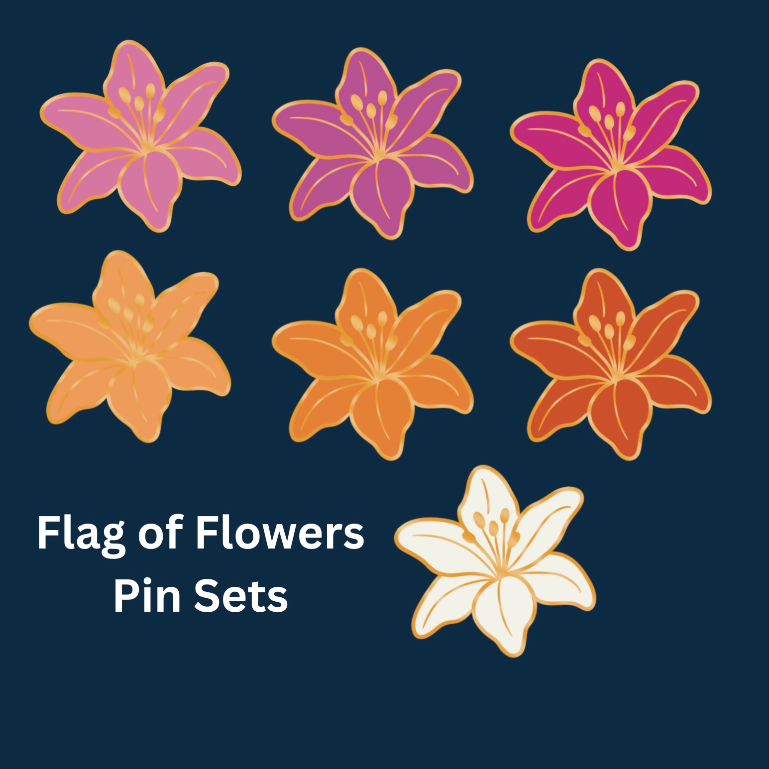 Flag of Flowers Mini Pin Sets