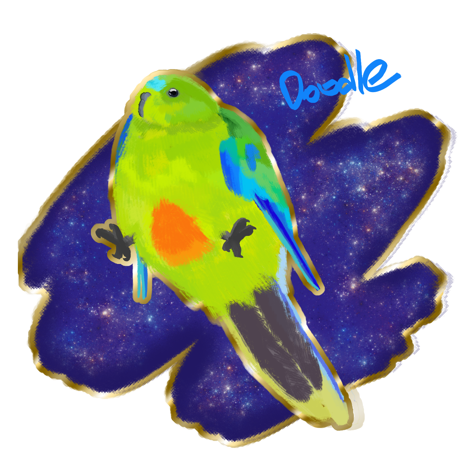 Regular Chonk parrot and BIG Galaxy 2