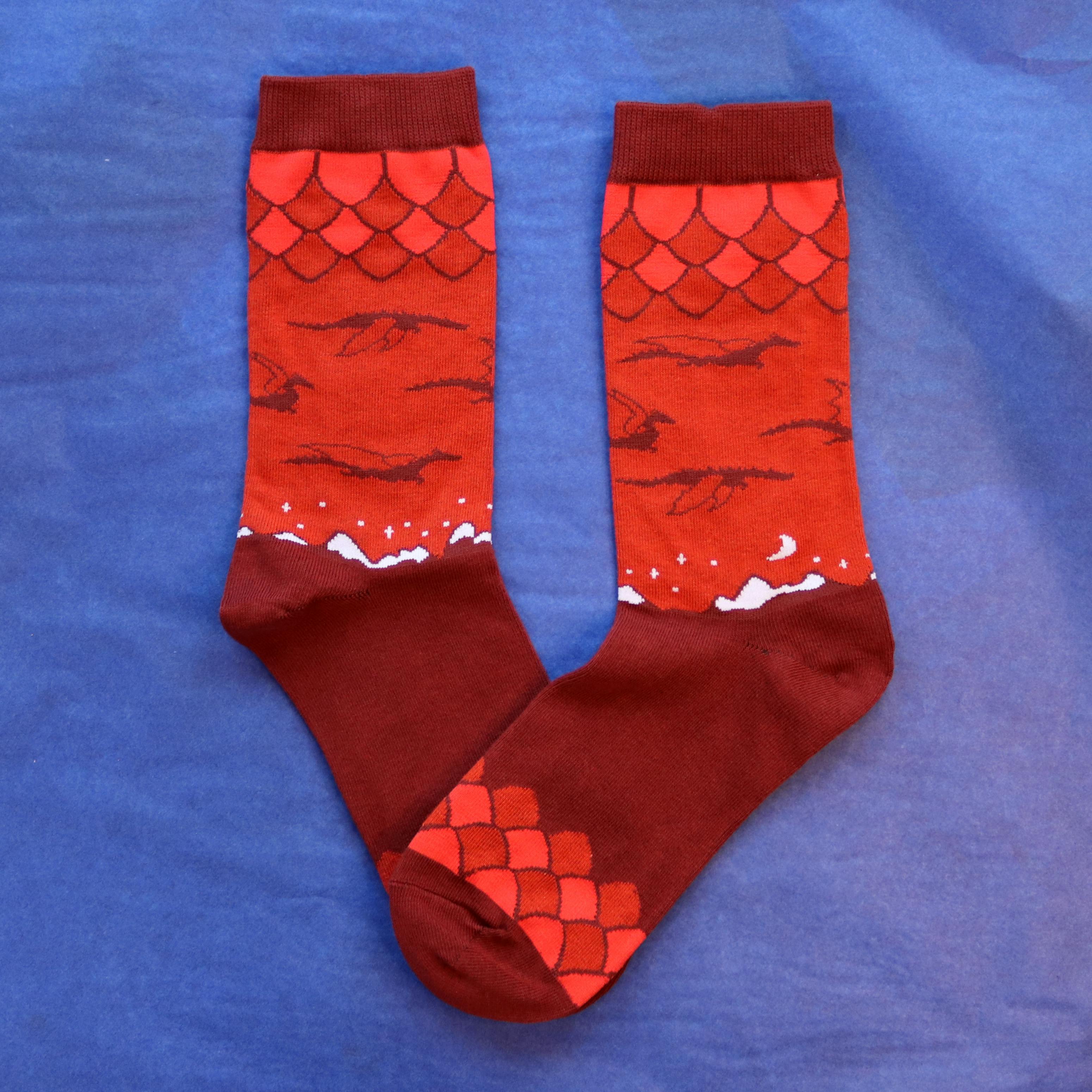 Burgundy Dragon Socks