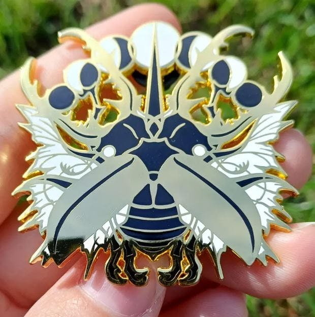 Gold Celestial Stag Beetle Pin