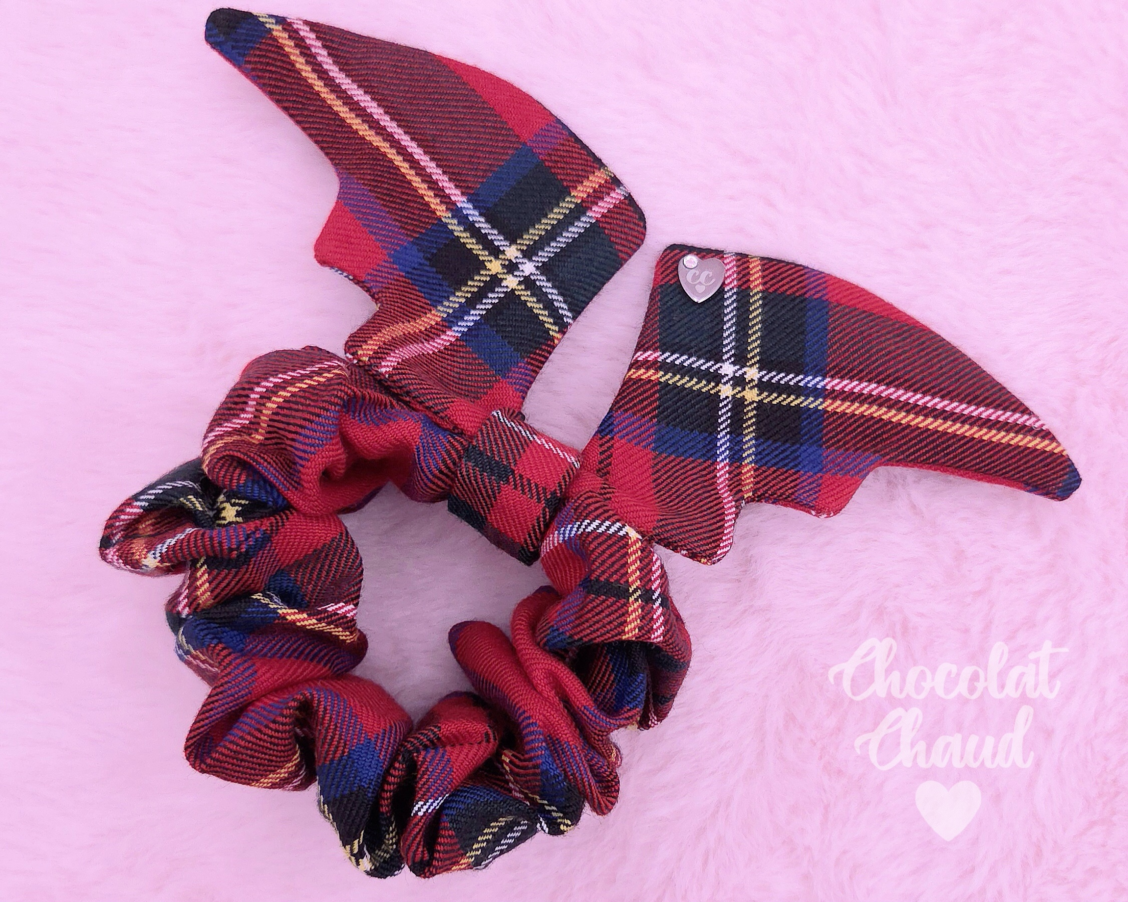 Red Tartan Bat Scrunchie