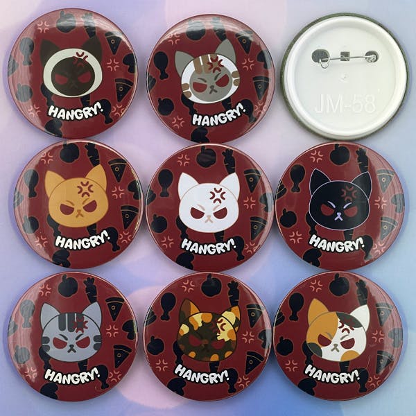 Hangry Cat 2.25 inch Button Collection