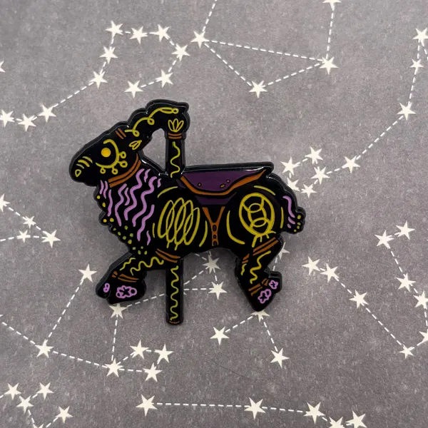 Lightbulb filament markhor glow-in-the-dark pin