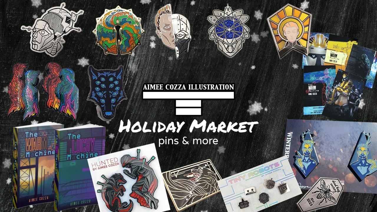 Aimee Cozza Illustration Holiday Market Pins & More
