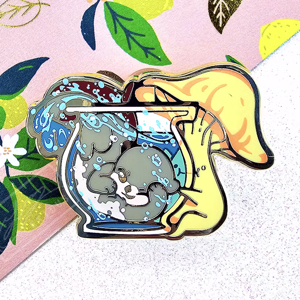 "Fishbowl Friends" Enamel Pin