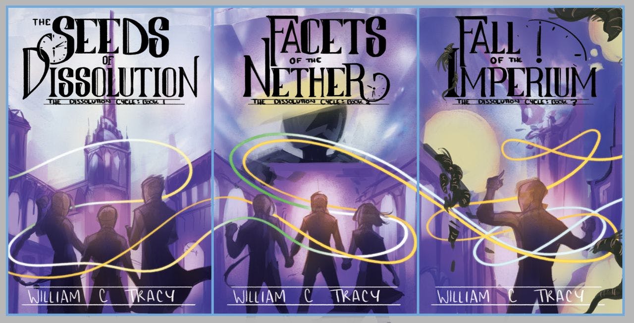 The science fiction leaning, architecture and scenery focused with character silhouettes.