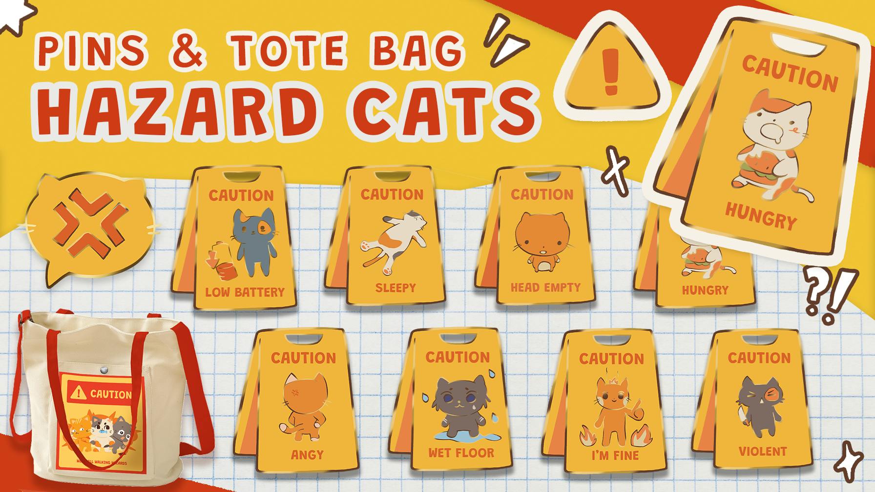 Hazard Cats: Pin & Tote Bag Collection
