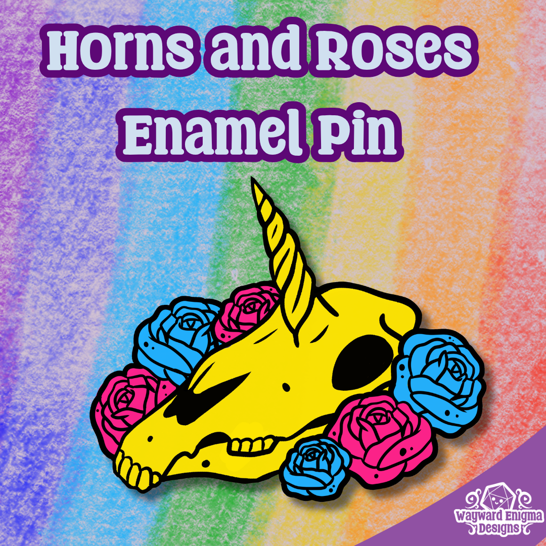 Horns and Roses Enamel Pin
