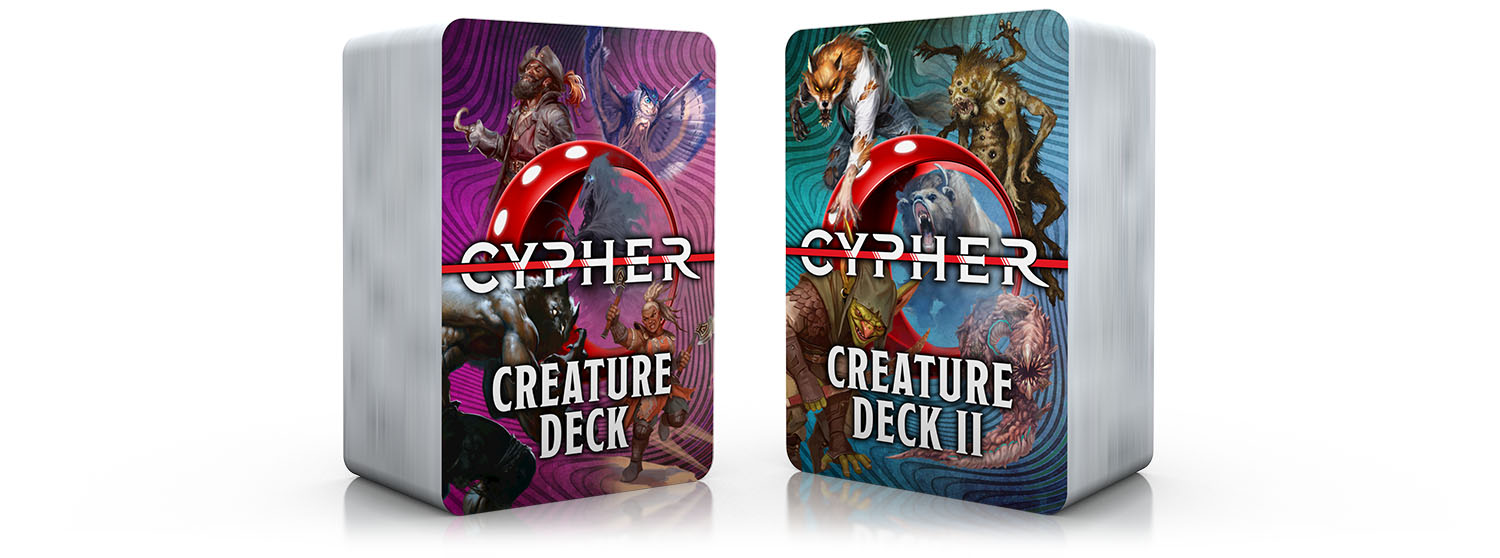 Image of Cypher Creature Deck I and II as card decks.