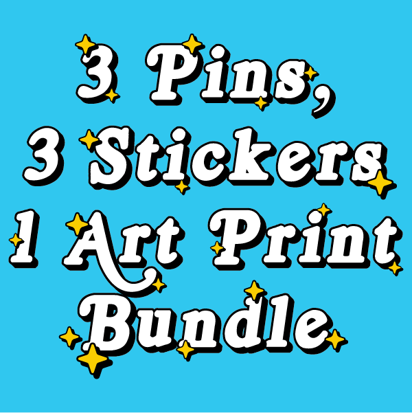 Three Pins, Three Stickers and One Art Print