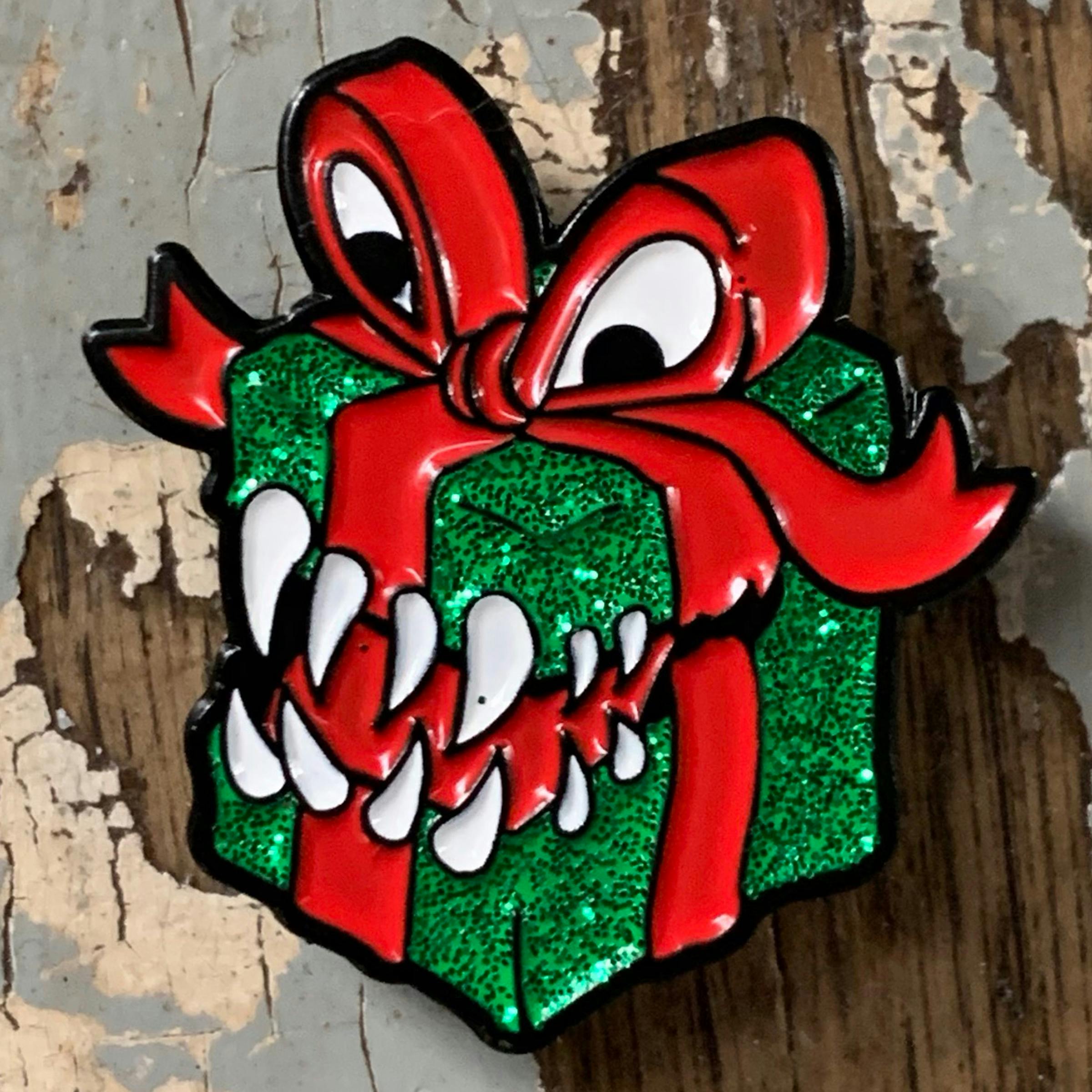 Mimic Present Enamel Pin Red & Green
