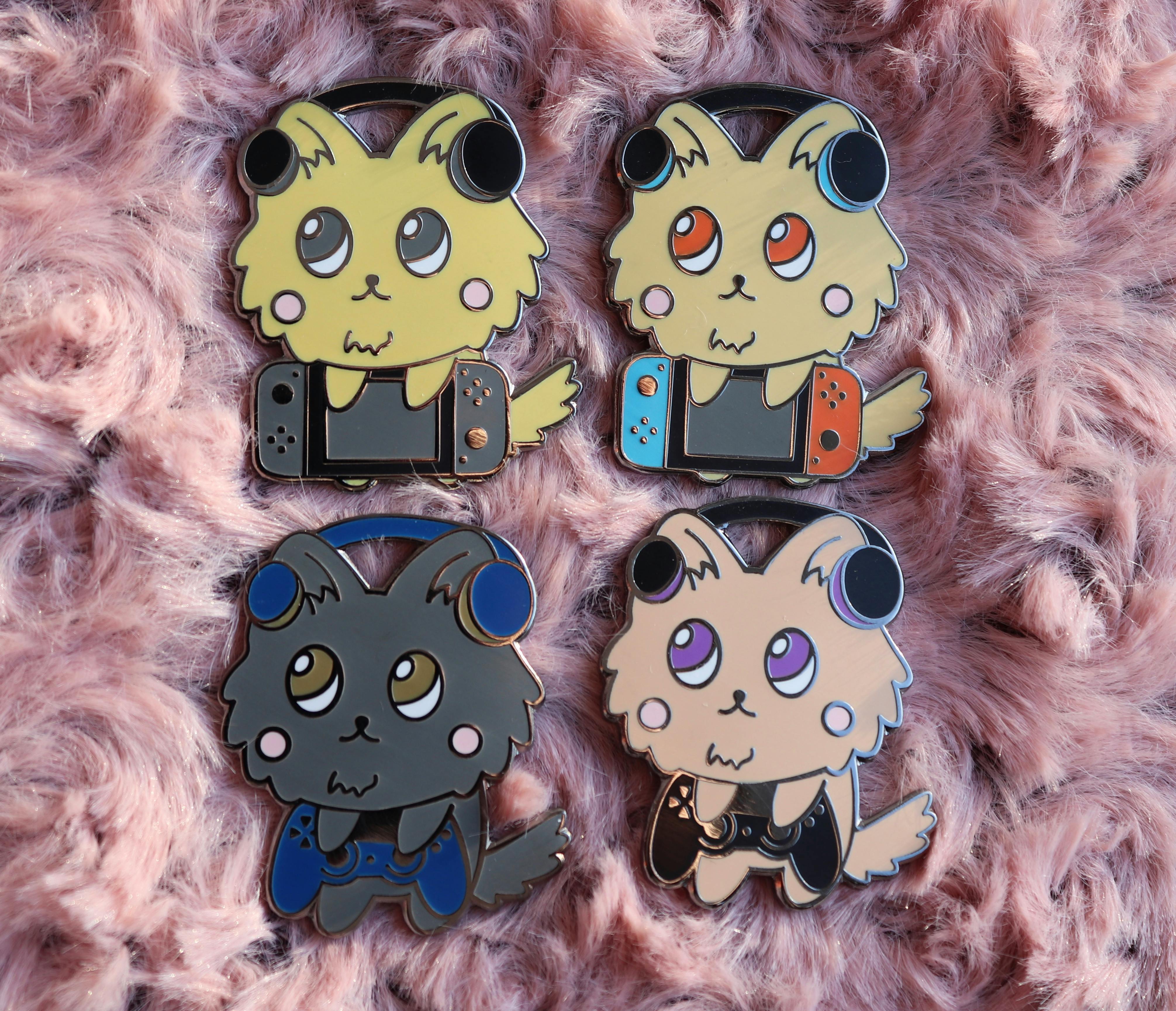 Gamer cat pins bundle 4pcs Enamel pin