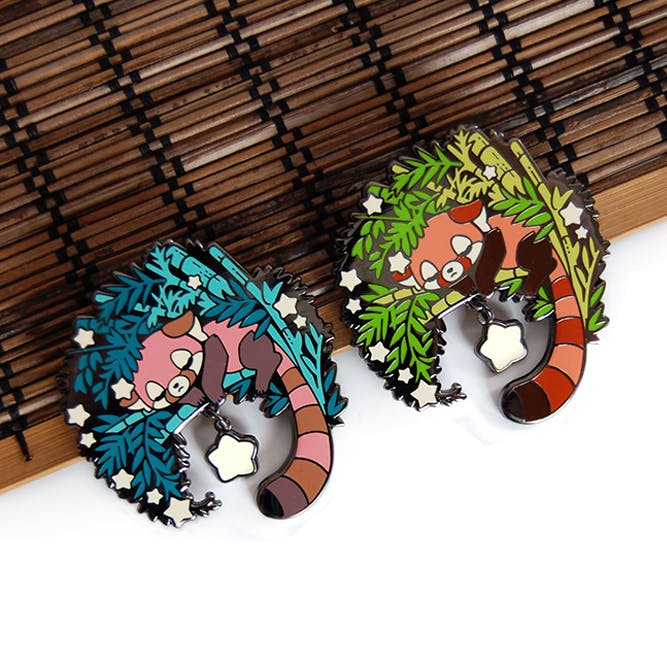 Teal Star Panda Pin