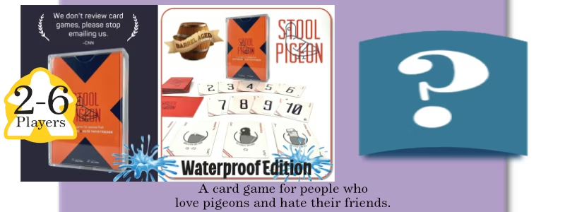 Stool Pigeon header and sticker images, with a "2–6 players" tag.