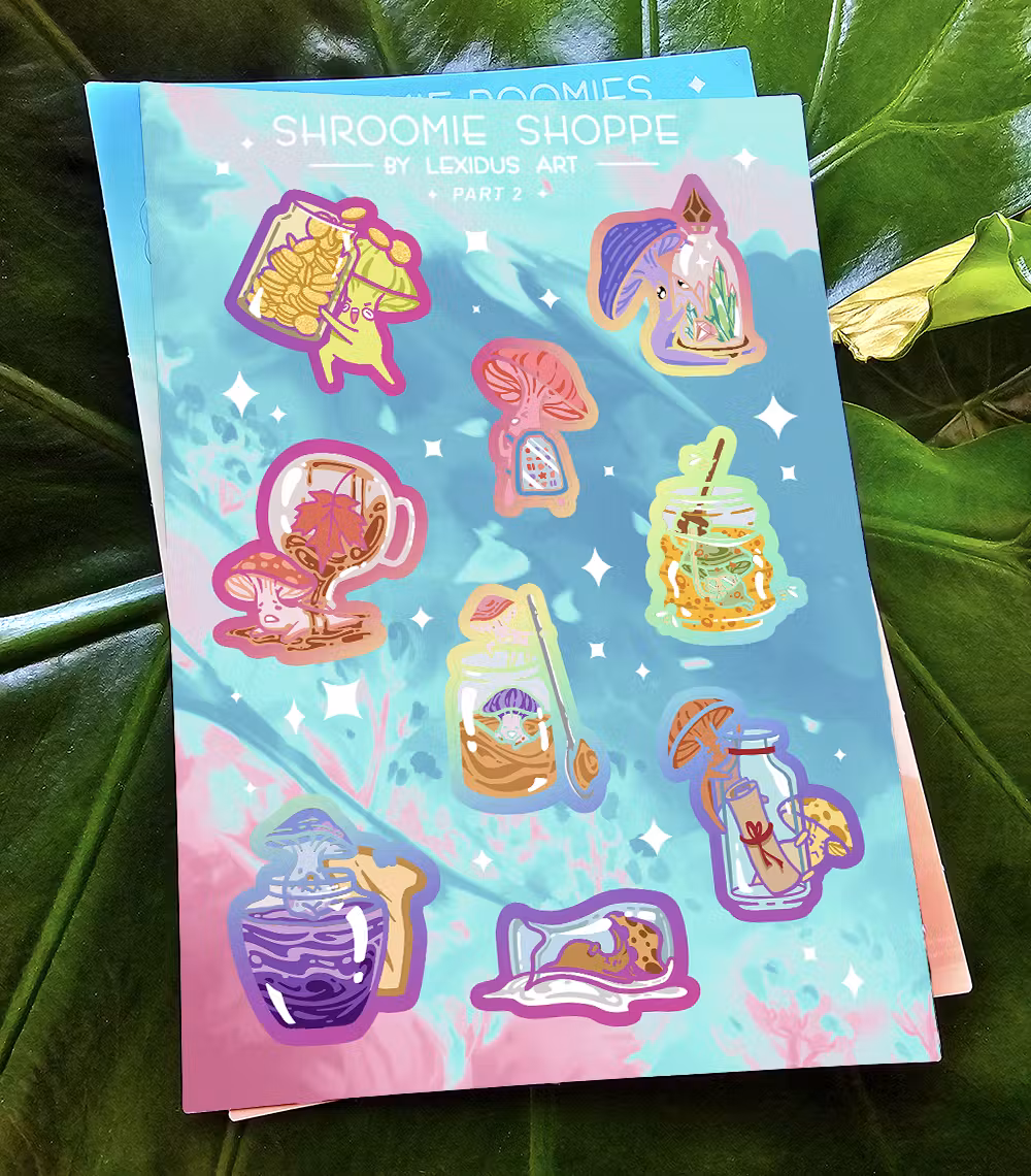  Shroomie Shoppe - Holographic Sticker Sheet - V2