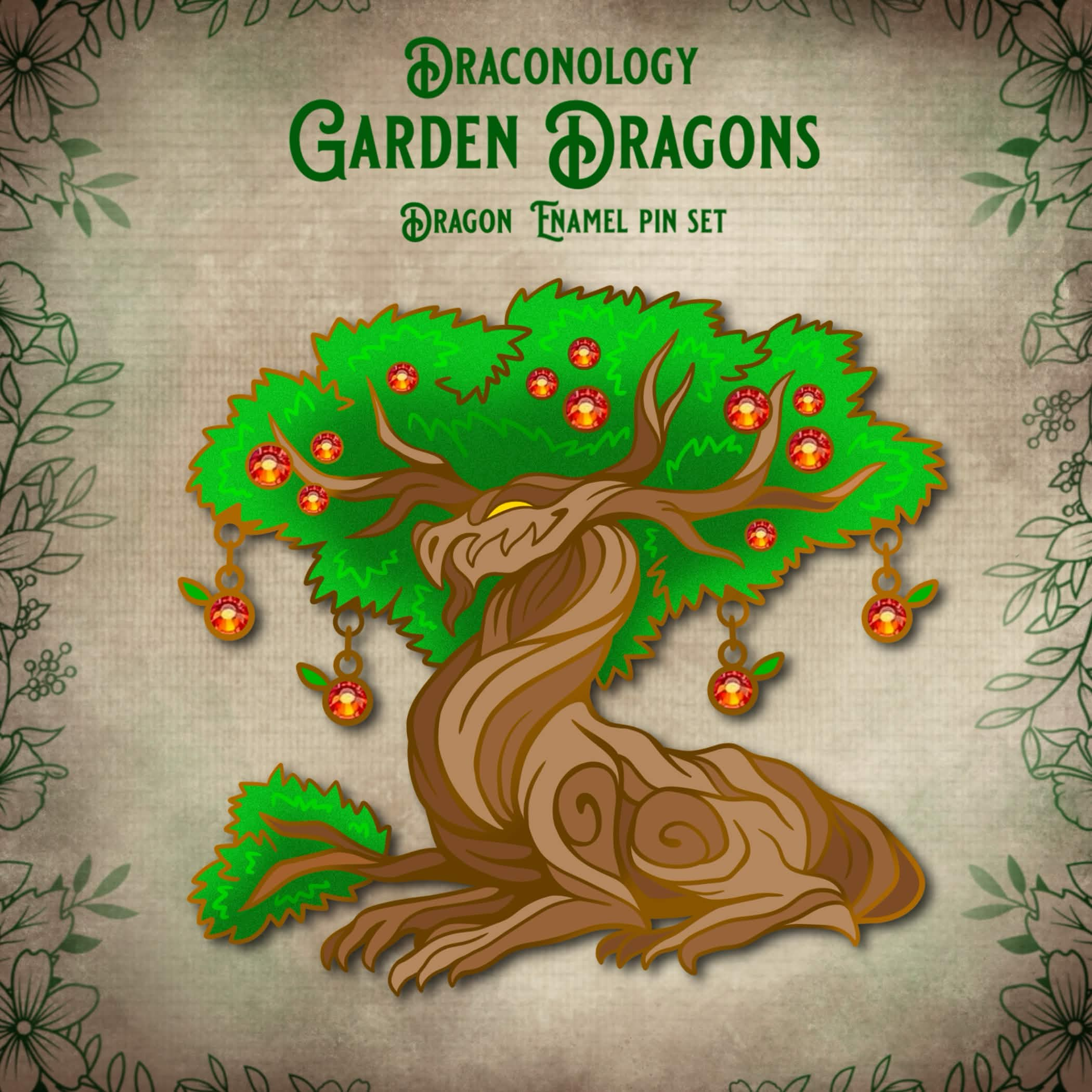 Premium Blood Orange Tree Dragon Pin