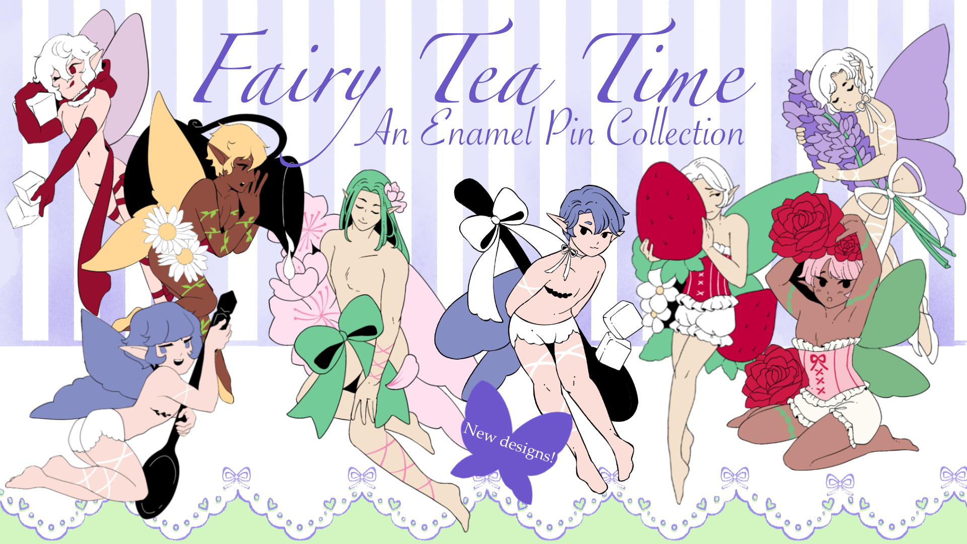 Fairy Tea Time Enamel Pin Collection
