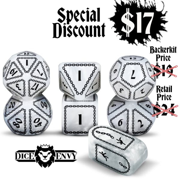 Chained Titan 25mm Polyhedral Dice Set - SPECIAL DISCOUNT