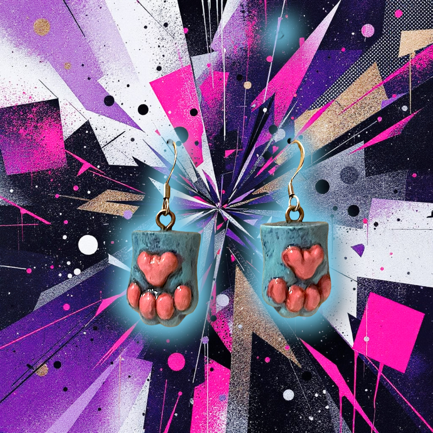 Cat Paw Resin Hand Painted Earrings (K-Pop Demon Slayer Inspired)