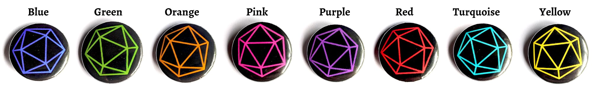  blue, green, orange, pink, purple, red, turquoise, yellow