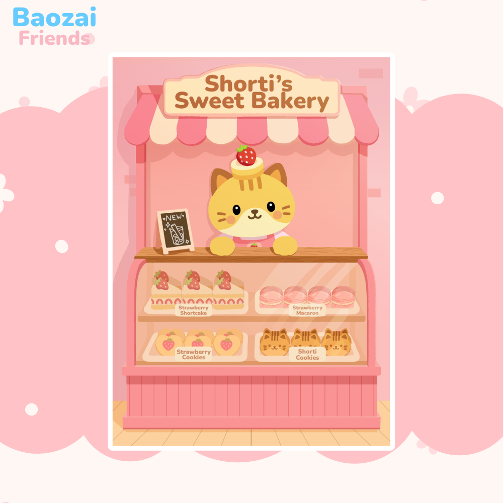 5 x 7" Shorti the Strawberry Shortcake Cat Matte Print