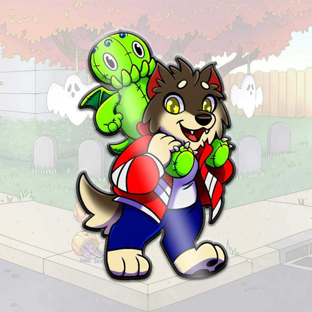 Night Wolf & Cthulhu 2" Hard Enamel Pin