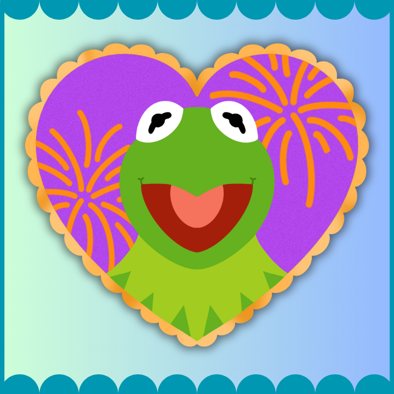 Kermie Face Heart Pin