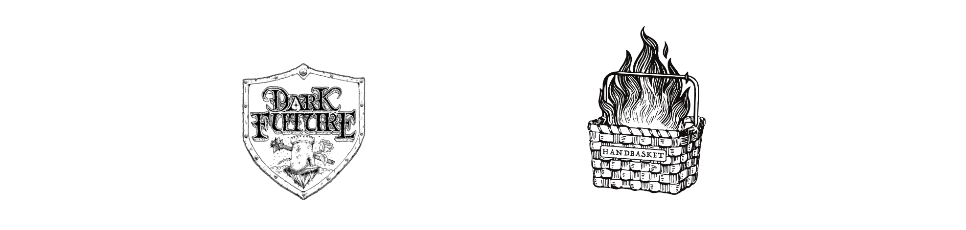Dark Future Logo and Handbasket Games Logo