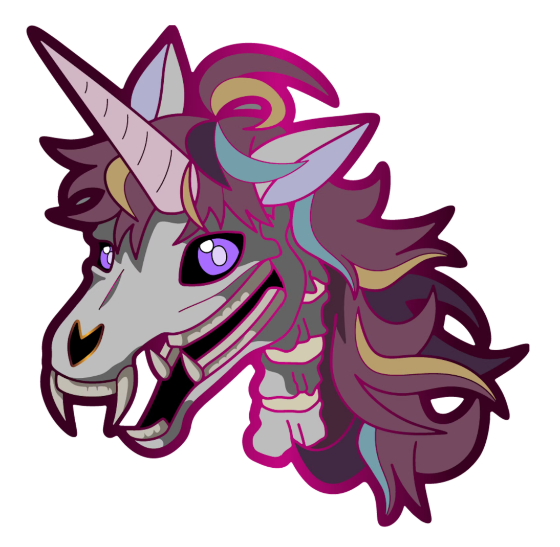 Wendigo Unicorn Pin - Chromatic Metal Plated (Magenta)