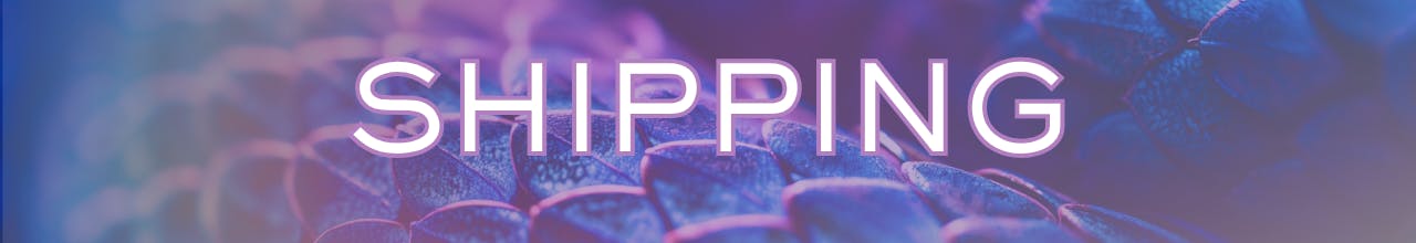  Text: Shipping on a blue and purple gradient overlay over a picture showing scales 