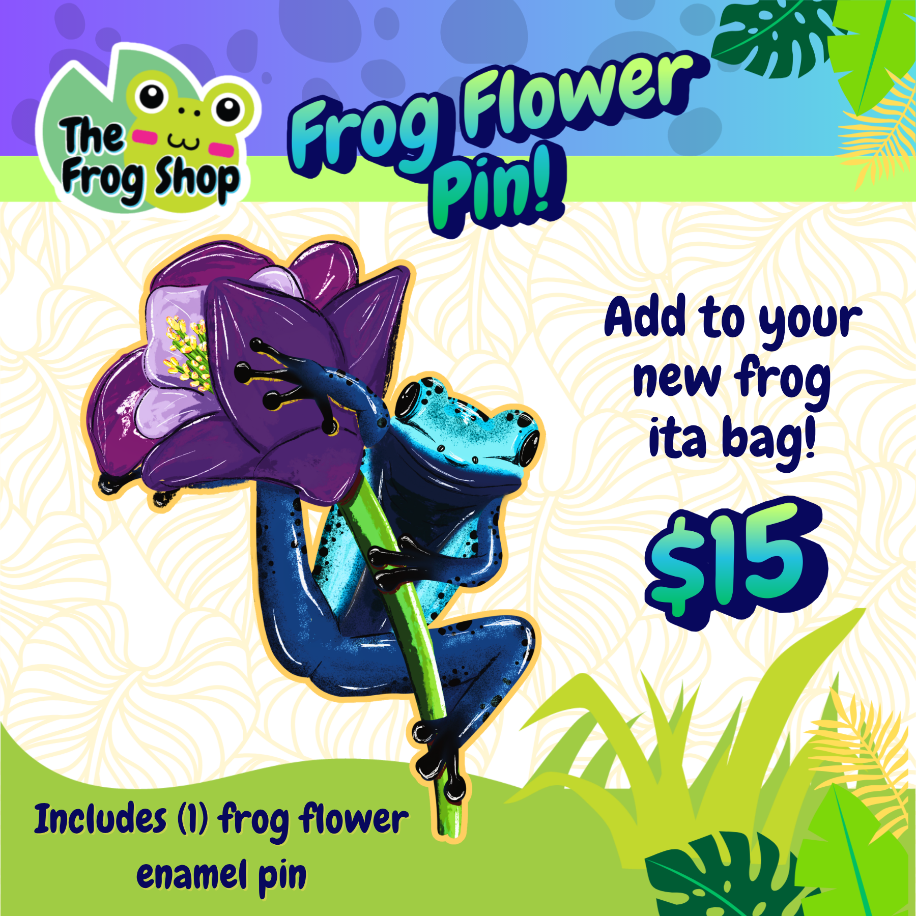Frog Flower Pin