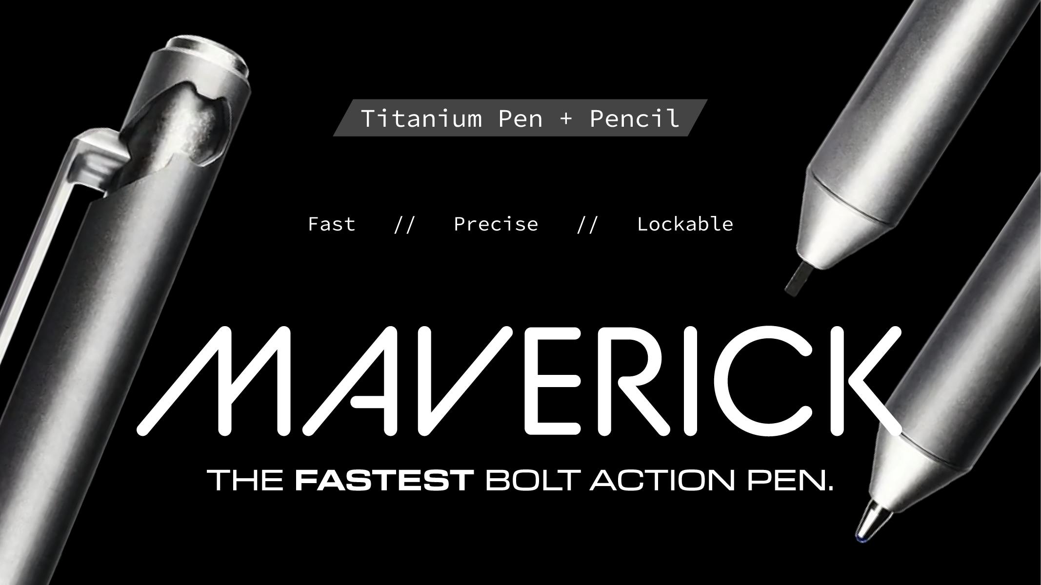 MAVERICK: Lockable Bolt Action Titanium Pen + Pencil Set