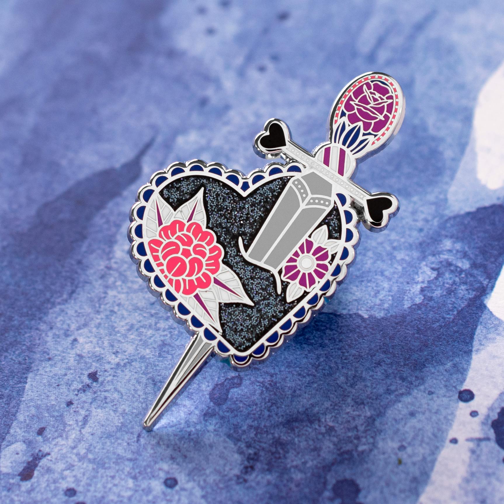 Heart and Dagger Pin - Genderfluid