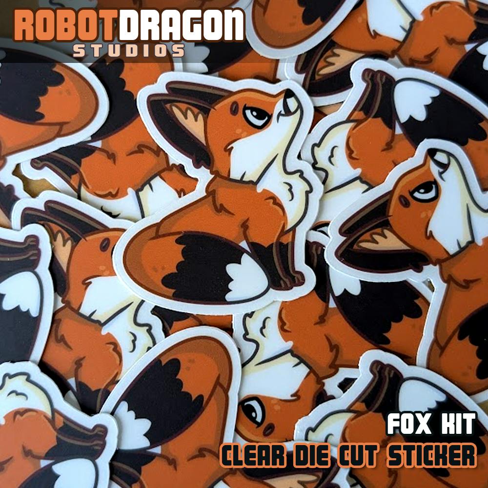 Fox Kit Sitting Sticker