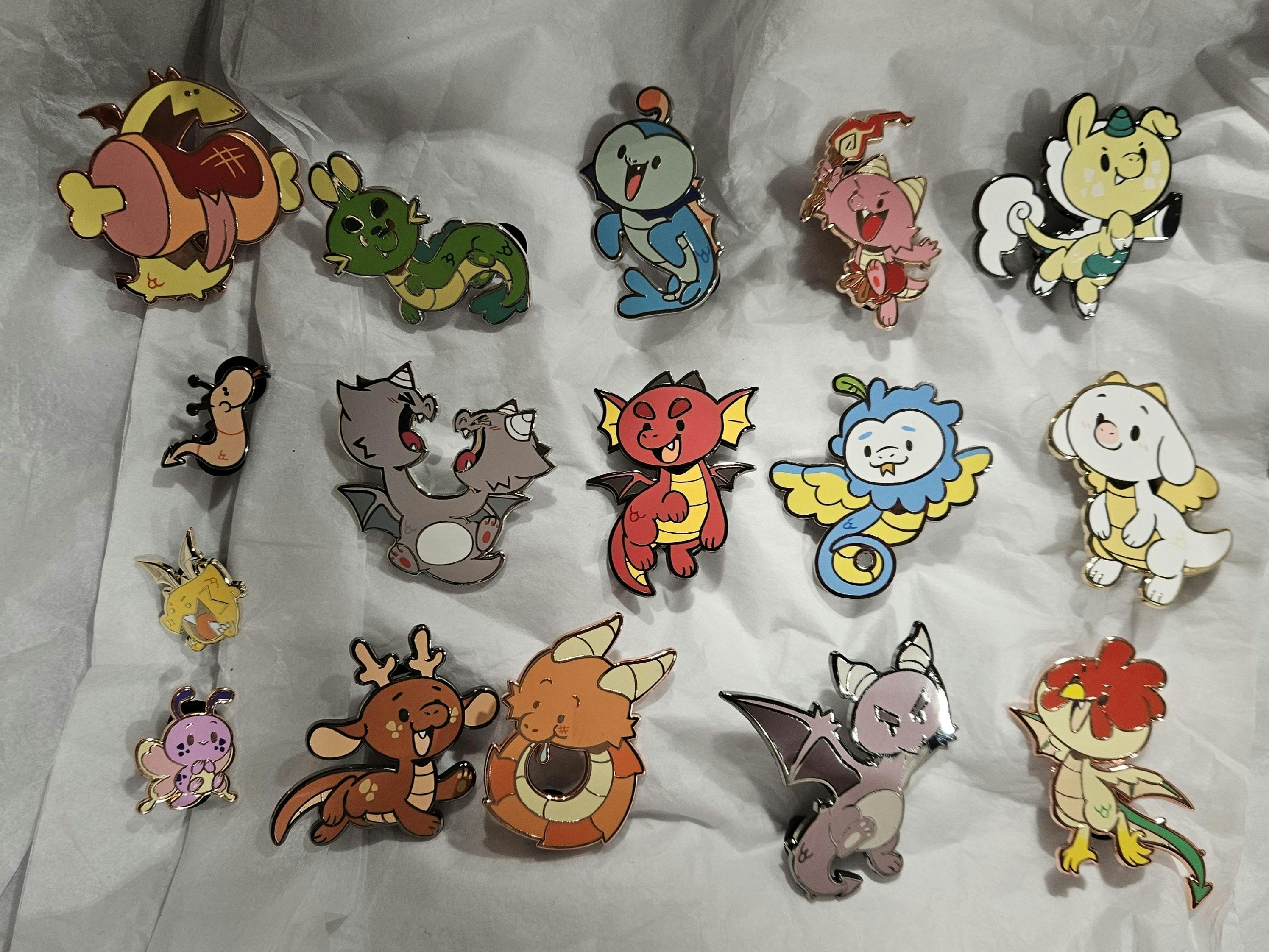 A Colorful Horde - Dragon Enamel Pins and Plush! Project Update: Pins ...