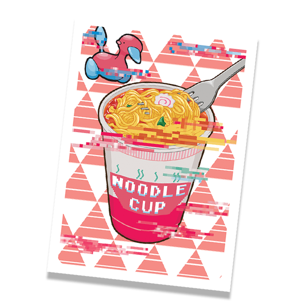 Noodle cup glitch mini print