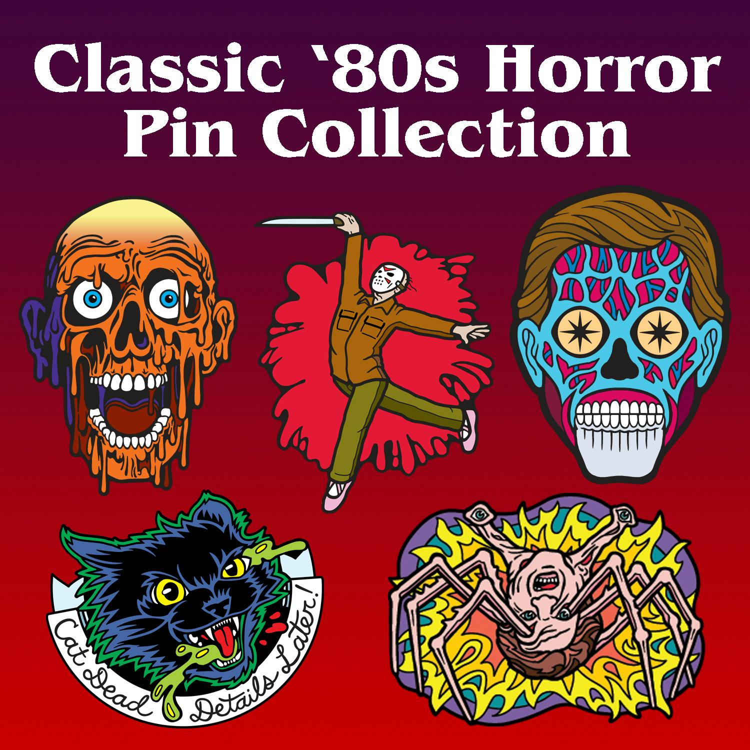 Classic '80s Horror Enamel Pins Set