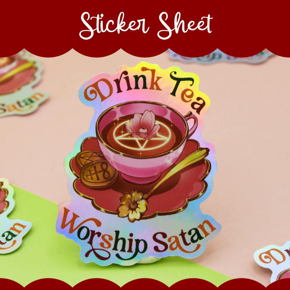 Sticker: Drink Tea Worship Satan