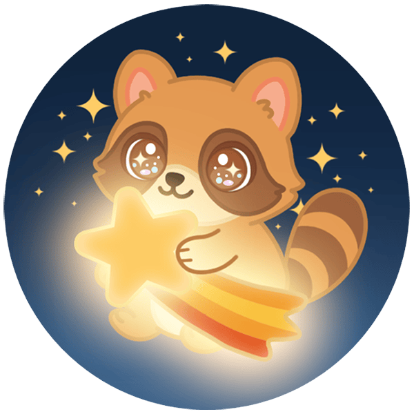 Shooting Star Tanuki 2.25 inch Button