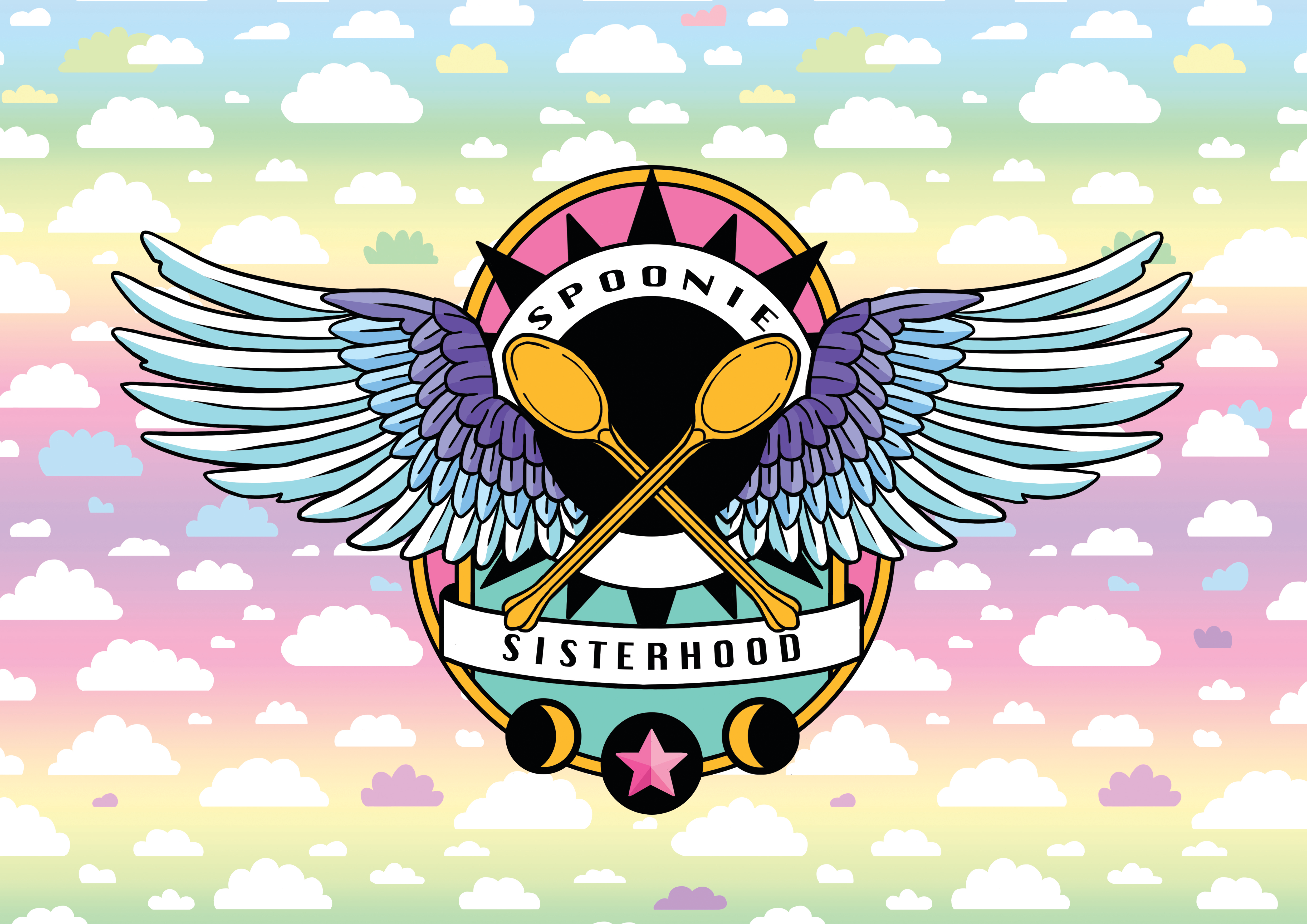 spoonie sisterhood clouds print