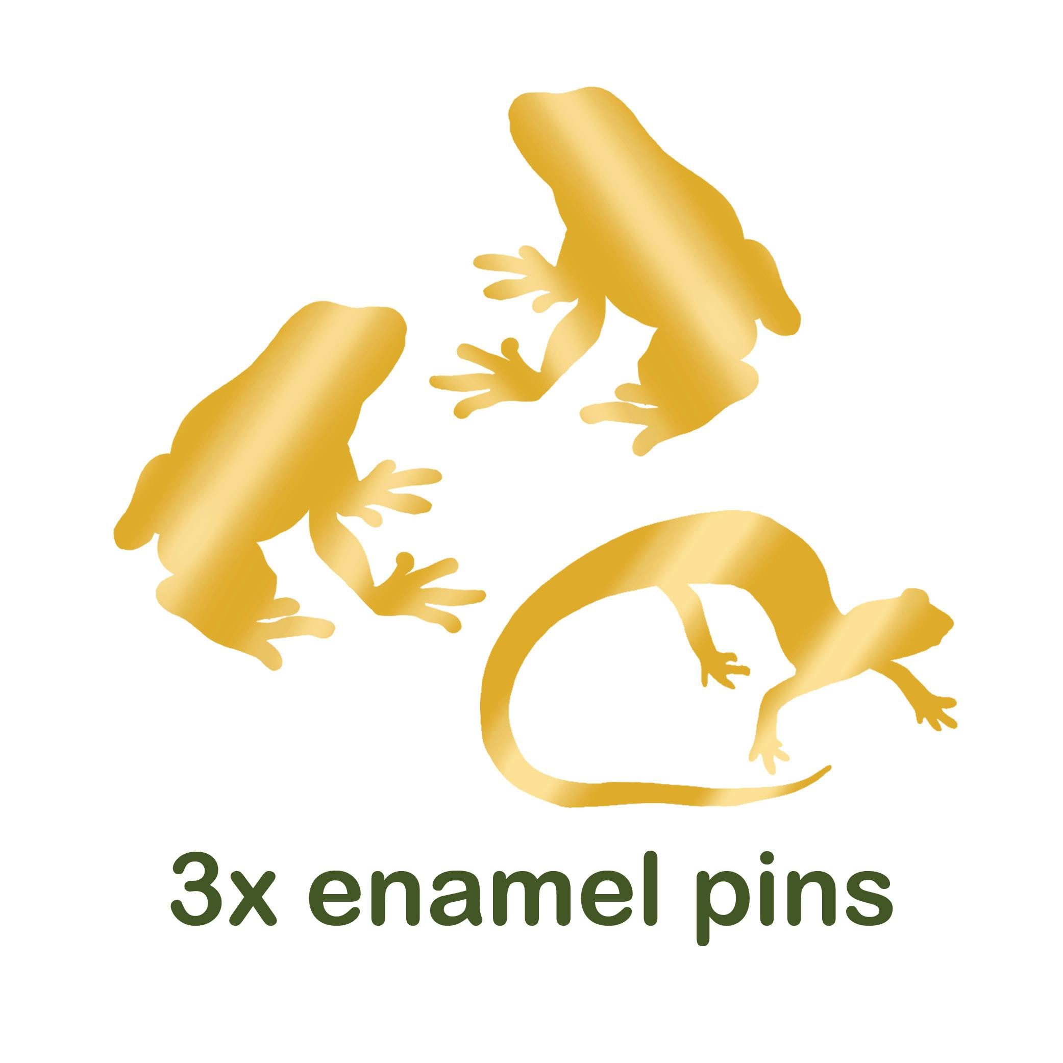 Three amphibian pins
