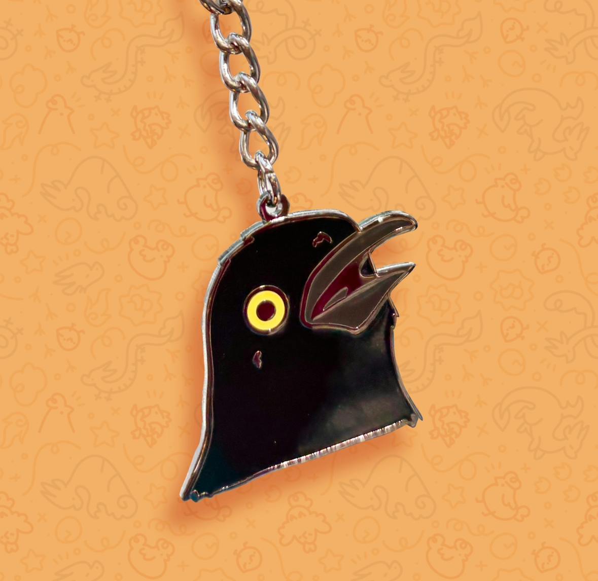 Confused Crow Metal Charm