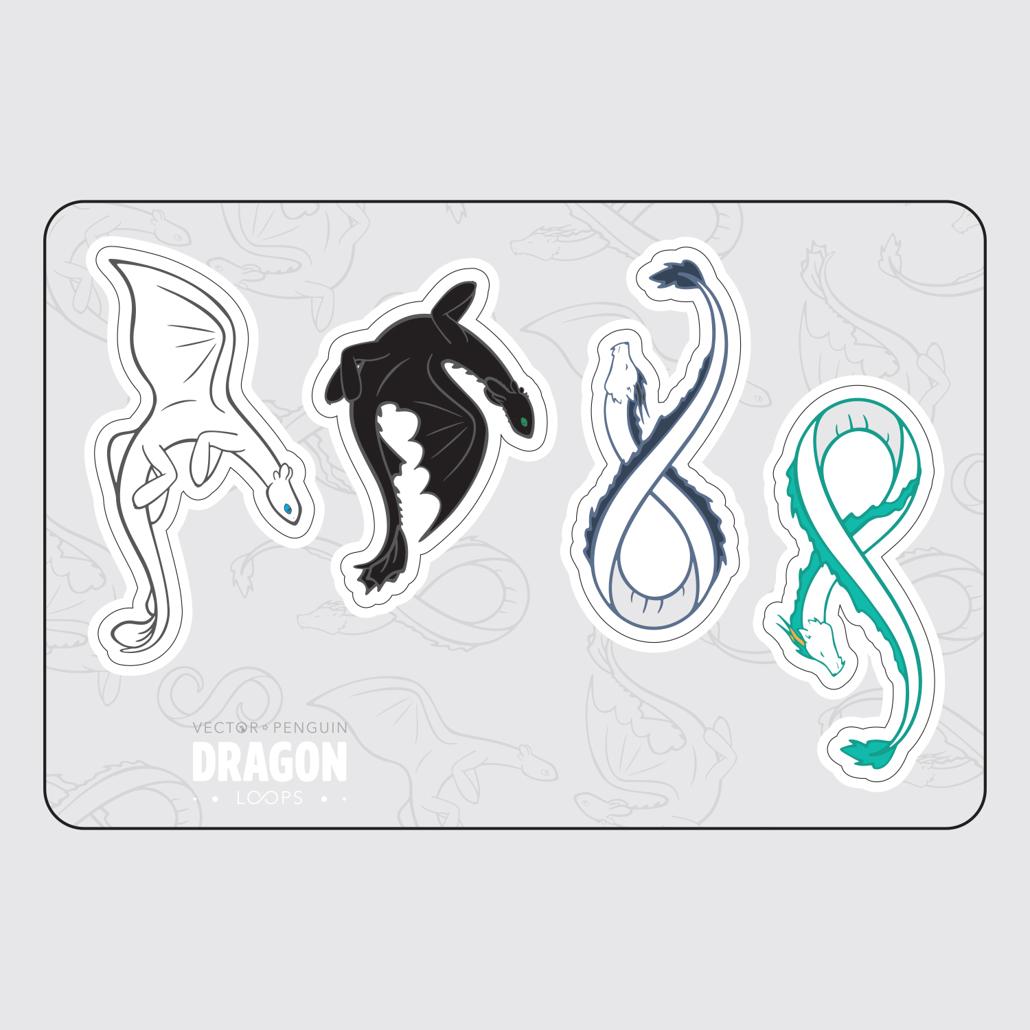 Sticker Sheet - Dragon V2 (4 stickers) 4x6